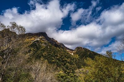 Low angle view of mountain against sky