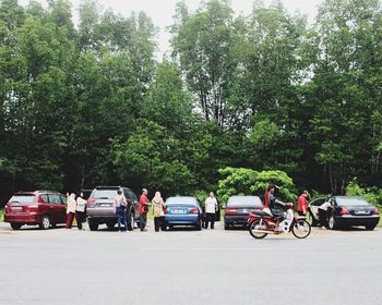 Cars parked on road