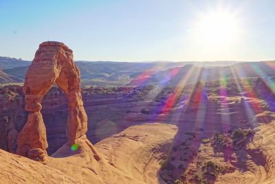 Panoramic view of rock formations against sky