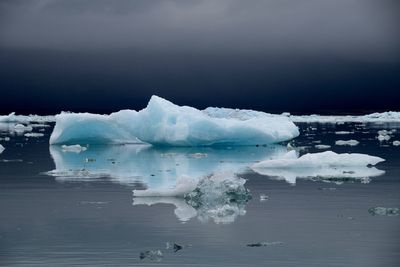 Scenic view of frozen lake against sky