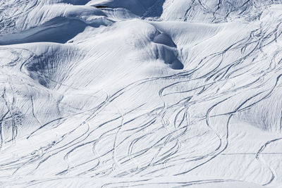 High angle view of snow covered landscape