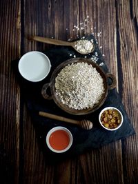 High angle view of food on table