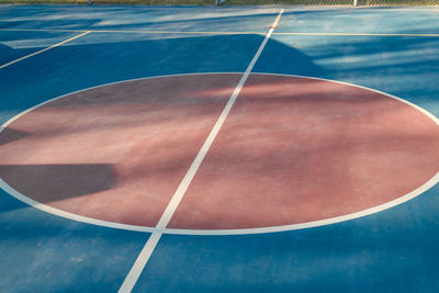 Low angle view of basketball in court