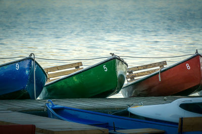 Boat moored at beach