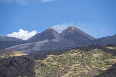 The summit of the etna volcano with the summit craters
