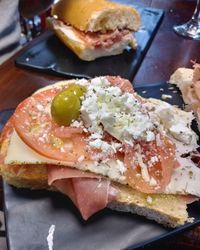 Close-up of breakfast served in plate