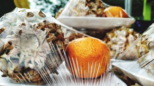 Close-up of fruits in market for sale