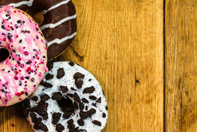 Directly above shot of donuts on table
