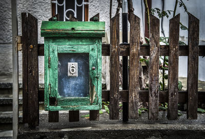 Close-up of green door