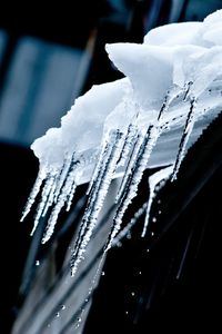 Close-up of snow on white surface