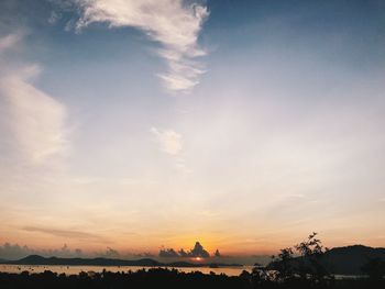 Scenic view of silhouette landscape against sky during sunset