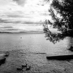 Scenic view of sea against cloudy sky