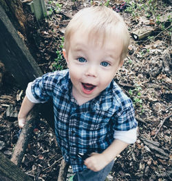 Close-up portrait of smiling boy
