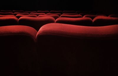 Red chairs in room