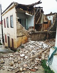 Damaged building in city