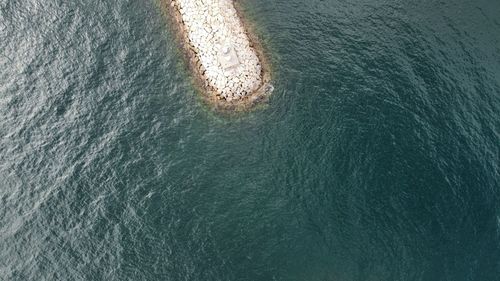 High angle view of rippled water