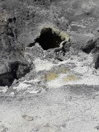 High angle view of water flowing through rocks