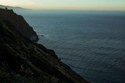 Scenic view of sea against sky at sunset