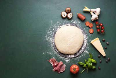 High angle view of food on table