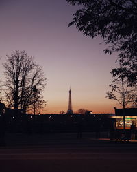 Silhouette of city at dusk