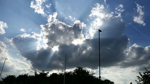 Low angle view of silhouette trees against sky