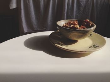 High angle view of coffee on table