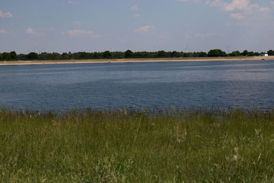 Scenic view of lake against sky