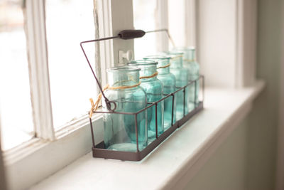 Close-up of glass window on table