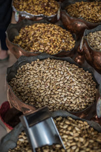 High angle view of food for sale at market stall