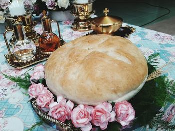 Close-up of bread on table