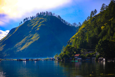 Scenic morning view at luttawar lake in takengon, aceh central, indonesia