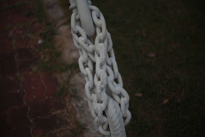 Close-up of ropes on field