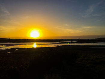 Scenic view of sea at sunset