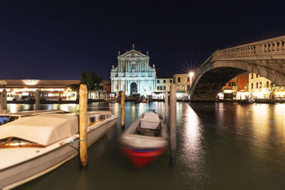 View of illuminated buildings at night