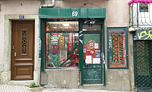 Graffiti on closed door of building