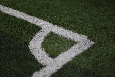 High angle view of soccer field