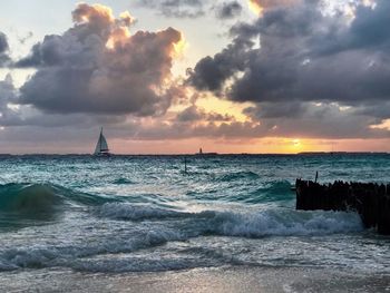 Scenic view of sea against sky during sunset