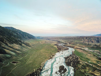 High angle view of landscape against sky