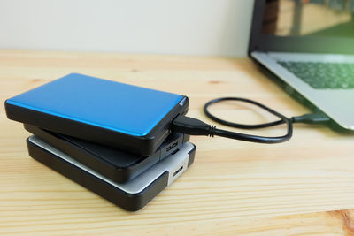 Close-up of laptop on table