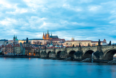 Bridge over river in city