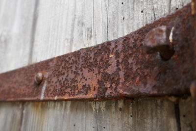 Close-up of rusty metal on wall