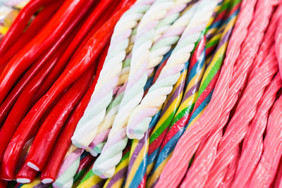 Full frame shot of multi colored ribbons