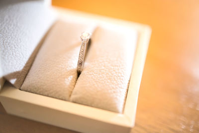 Close-up of gift box on table