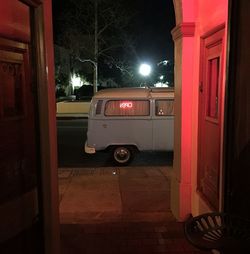 Illuminated road at night