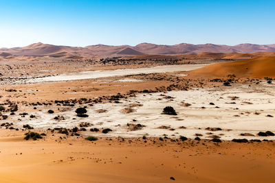 Scenic view of desert against clear sky