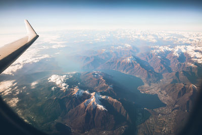 Aerial view of mountains against sky