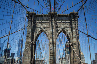 Low angle view of suspension bridge