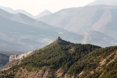 Panoramic view of mountain range against sky