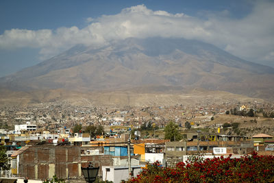 High angle view of townscape against sky