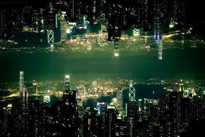 Illuminated cityscape at night